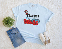 Thumbnail for Chambray Embroidered TEACHER of All Things Tee (Pre-Order)