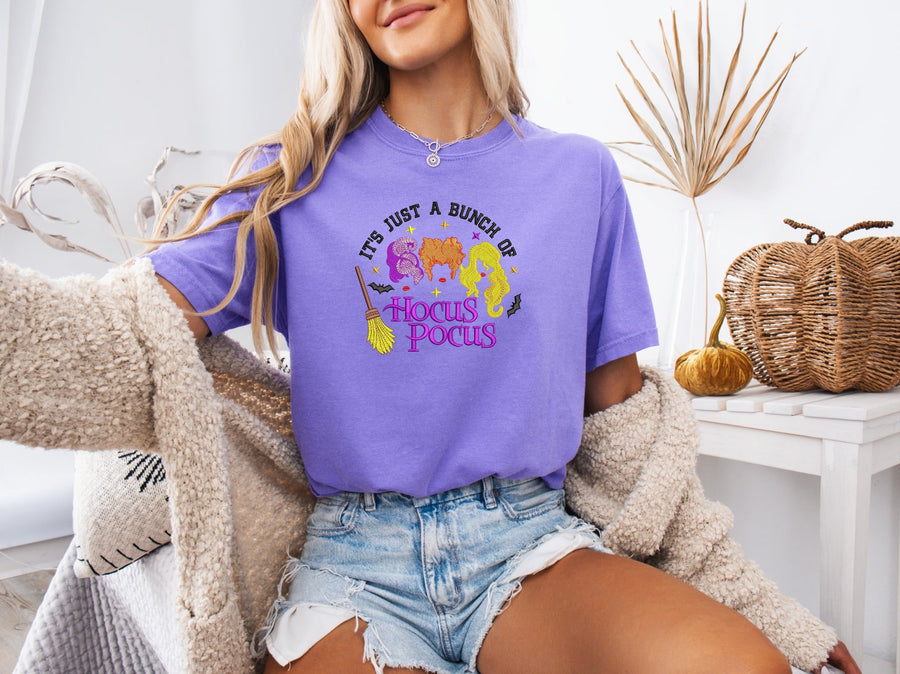 Violet Embroidered Bunch Of Hocus Pocus Tee  (Pre-Order)