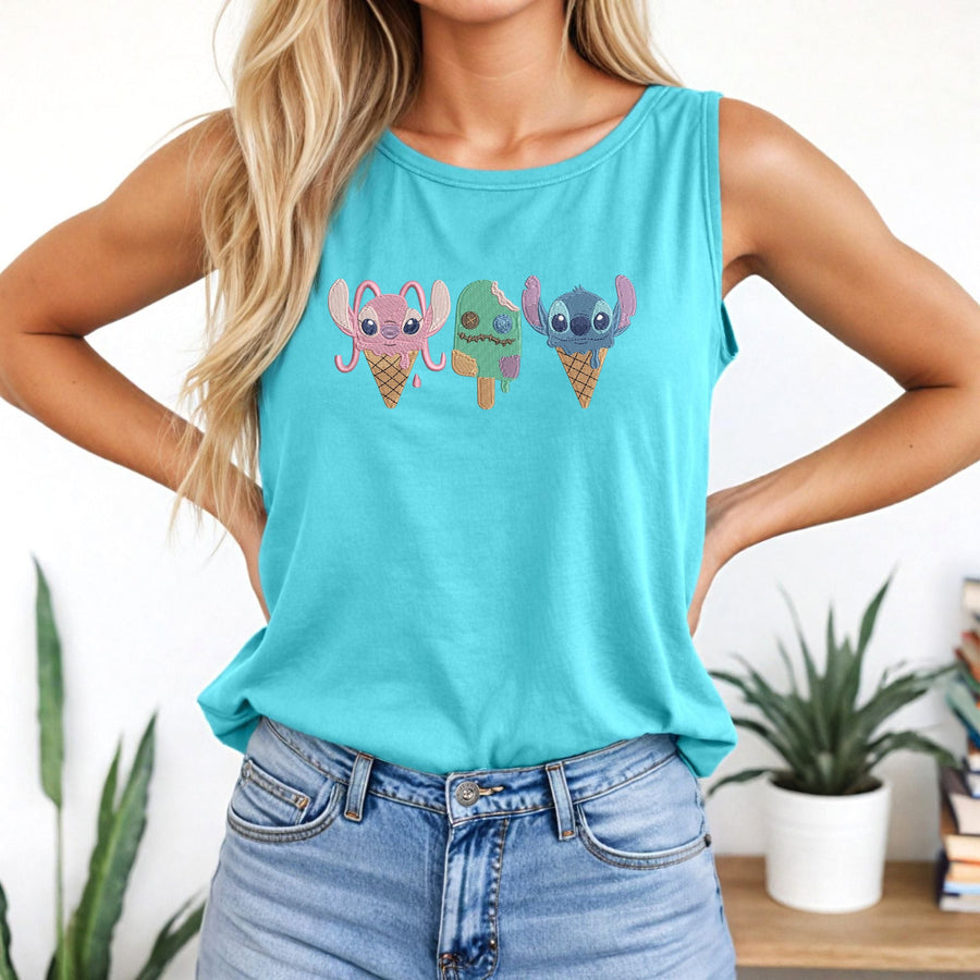 Tank Top -  Lagoon Embroidered Alien Ice Cream (Pre-Order)