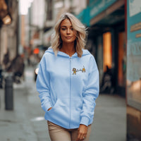 Thumbnail for Full Zip Carolina Blue Slinky Embroidered Hooded Jacket