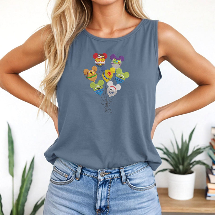 Blue Jean Character Balloon Embroidered Tank Top (Pre-Order)