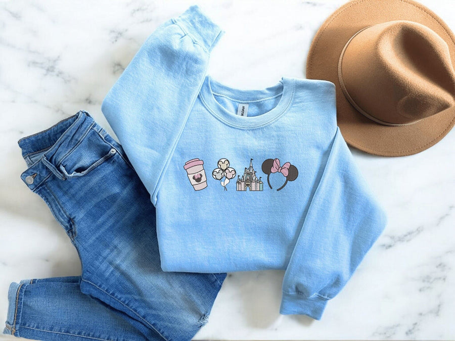 Crewneck Light Blue Embroidered Park Girl