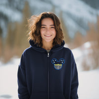 Thumbnail for Full Zip Navy Mousenorah Embroidered Hooded Jacket (Pre-Order)