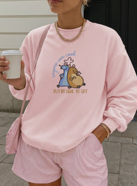 Thumbnail for Crewneck- Light Pink Embroidered Here To Eat (Pre-Order)
