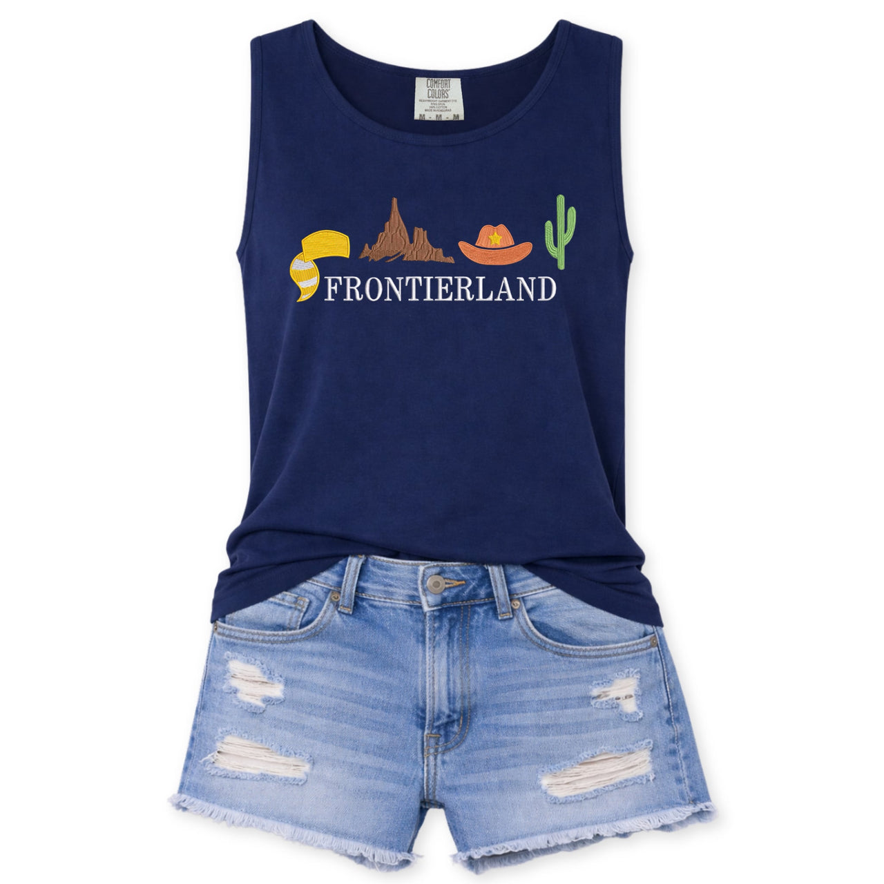 Tank Top -  Navy Embroidered Frontierland (Pre-Order)