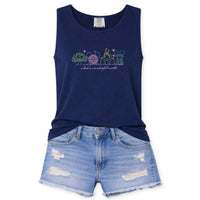 Thumbnail for What A Wonderful World Embroidered Navy Tank Top (Pre-Order)