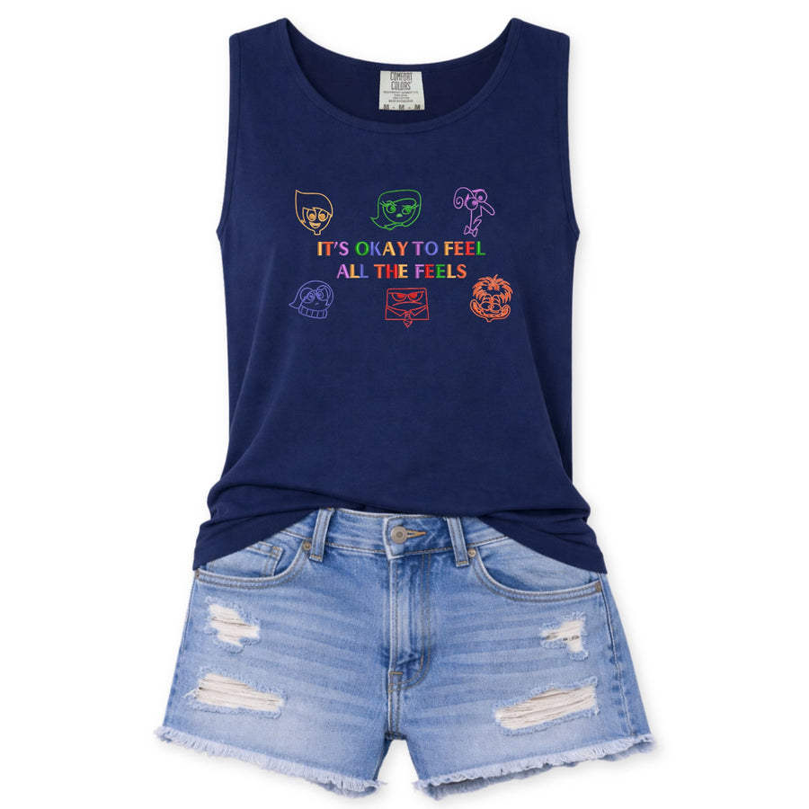 Navy Embroidered Tank Top It's Okay To Feel (Pre-Order)