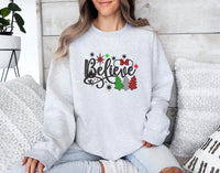 Thumbnail for Ash Grey Believe Embroidered Crewneck (Pre-Order)
