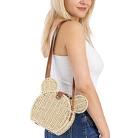 Thumbnail for Ear Rattan Straw Wicker Basket Frame Crossbody Evening Bag