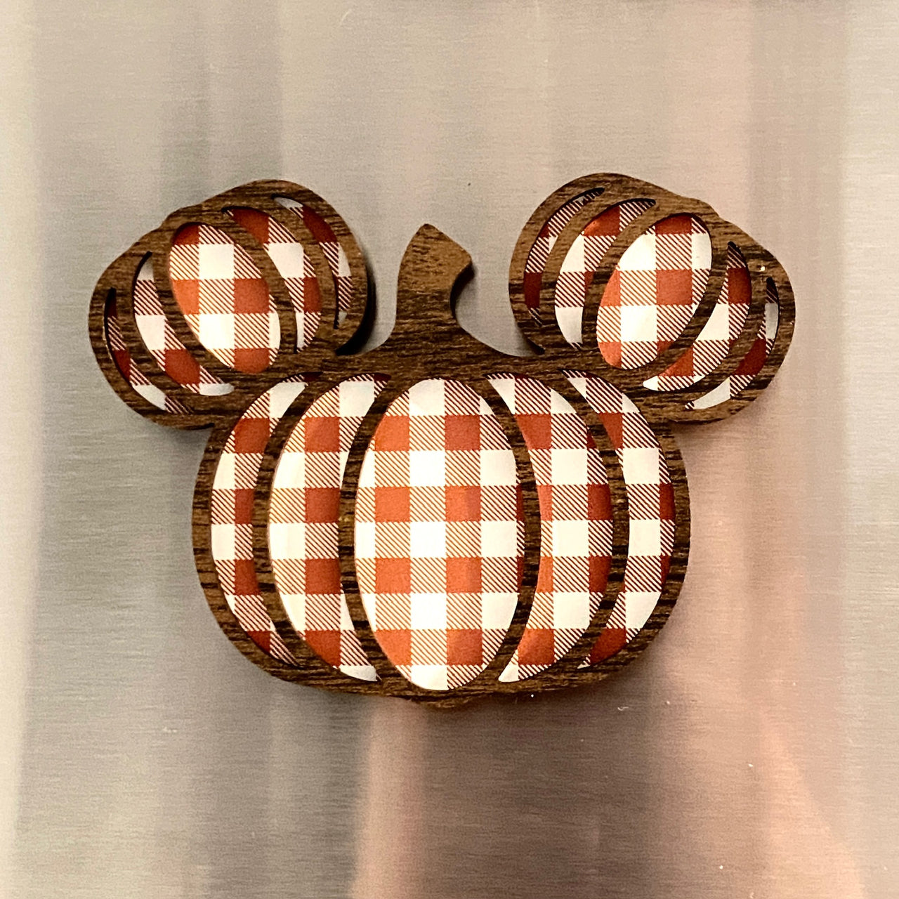Buffalo Plaid Mouse Pumpkin Magnet (Pre-Order)