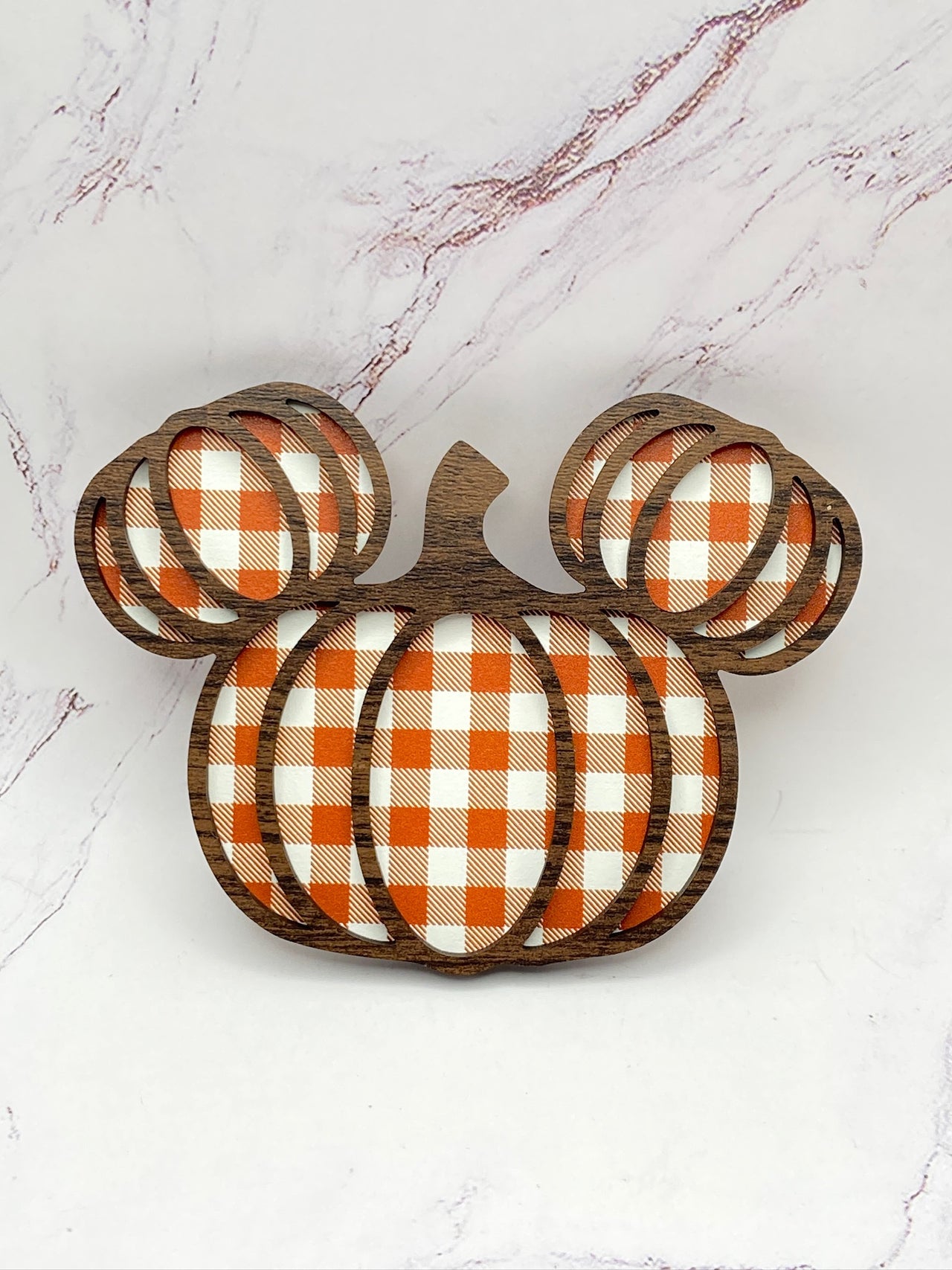 Buffalo Plaid Mouse Pumpkin Magnet (Pre-Order)