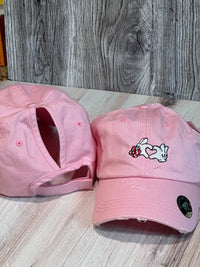 Thumbnail for Pink Mickey & Minnie Heart Hands Ponytail Hat