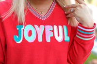 Thumbnail for Joyful  Chenille letters - Rib Corded Sweater